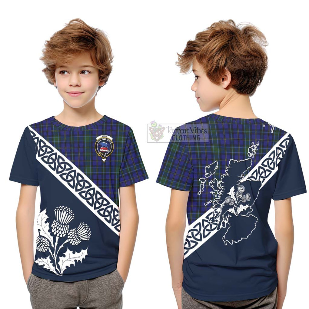 Weir Tartan Kid T-Shirt Featuring Thistle and Scotland Map Youth XL Size14 - Tartan Vibes Clothing