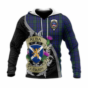 Weir Tartan Family Crest Knitted Hoodie Lion Rampant Royal Thistle Shield Celtic Inspired