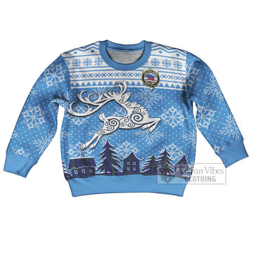 Weir Clan Christmas Kid Ugly Sweater with Tartan and Celtic Reindeer Style