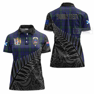 Weir Crest Tartan Women's Polo Shirt with New Zealand Silver Fern Half Style