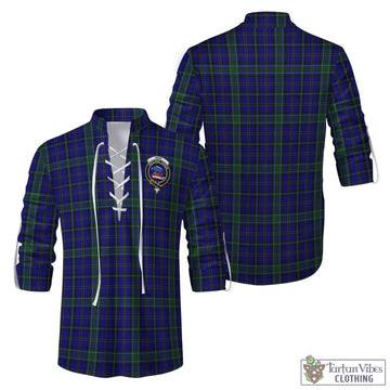 Weir Tartan Men's Scottish Traditional Jacobite Ghillie Kilt Shirt with Family Crest