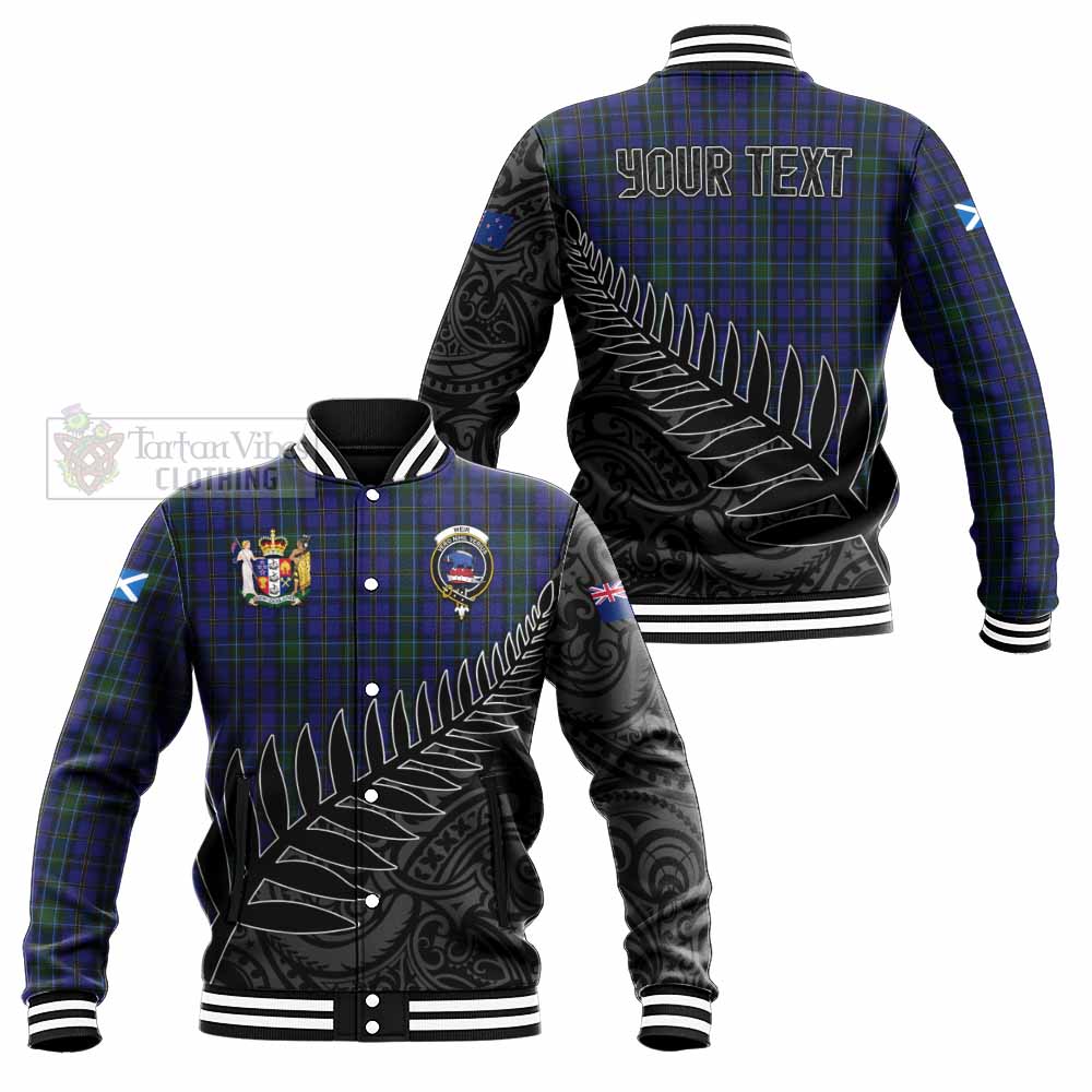 Tartan Vibes Clothing Weir Crest Tartan Baseball Jacket with New Zealand Silver Fern Half Style