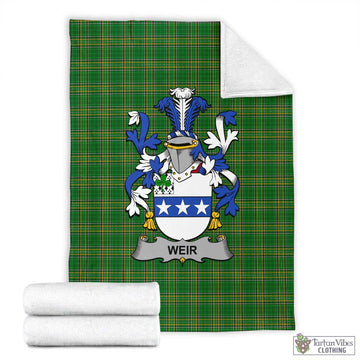 Weir Irish Clan Tartan Blanket with Coat of Arms