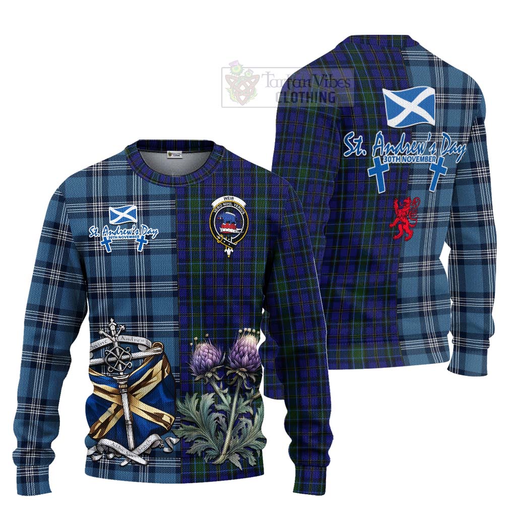 Weir Tartan Knitted Sweater Happy St. Andrew's Day Half Tartan Style Unisex - Tartan Vibes Clothing