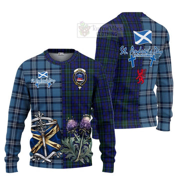 Weir Tartan Knitted Sweater Happy St. Andrew's Day Half Tartan Style