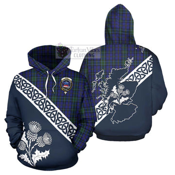 Weir Tartan Hoodie Featuring Thistle and Scotland Map