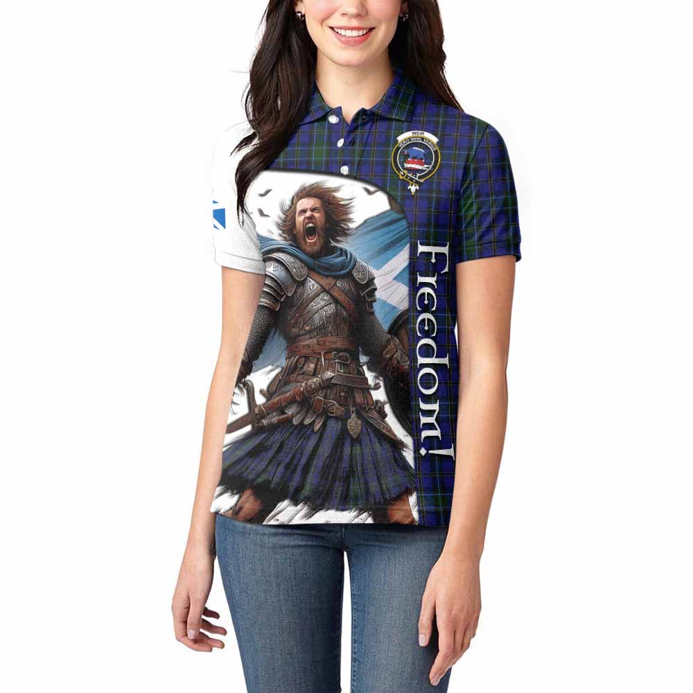 Tartan Vibes Clothing Weir Crest Tartan Women's Polo Shirt Inspired by the Freedom of Scottish Warrior