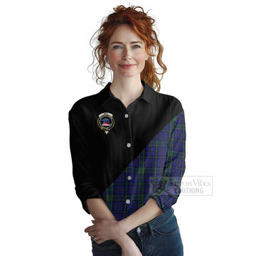 Weir Tartan Women's Casual Shirt with Family Crest and Military Logo Style