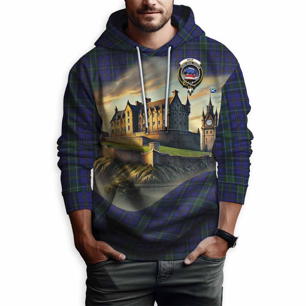 Weir Tartan Family Crest Hoodie with Scottish Ancient Castle Style Pullover Hoodie - Tartan Vibes Clothing