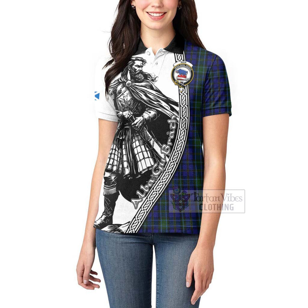 Tartan Vibes Clothing Weir Tartan Clan Crest Women's Polo Shirt with Highlander Warrior Celtic Style