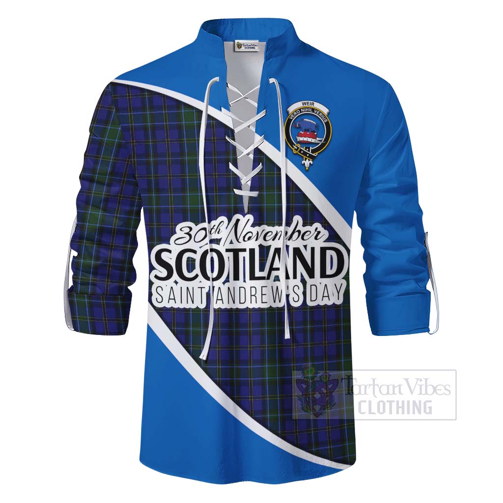 Tartan Vibes Clothing Weir Family Crest Tartan Ghillie Kilt Shirt Celebrate Saint Andrew's Day in Style