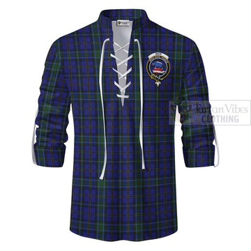 Weir Tartan Ghillie Kilt Shirt with Family Crest Celtic Skull Style