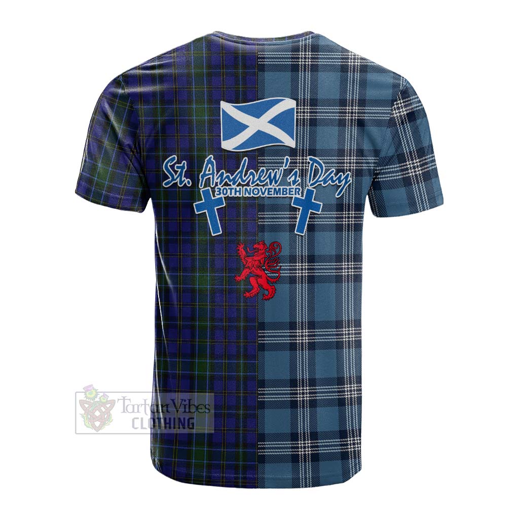 Tartan Vibes Clothing Weir Tartan Cotton T-shirt Happy St. Andrew's Day Half Tartan Style