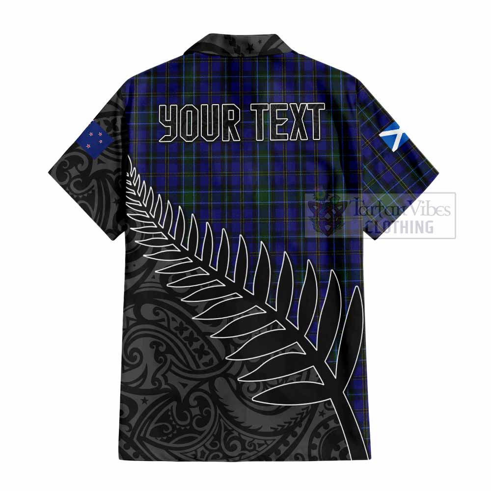 Tartan Vibes Clothing Weir Crest Tartan Short Sleeve Button Shirt with New Zealand Silver Fern Half Style