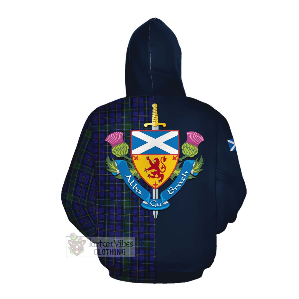 Tartan Vibes Clothing Weir Tartan Cotton Hoodie Alba with Scottish Lion Royal Arm Half Style