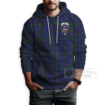 Weir Tartan Hoodie with Family Crest and Bearded Skull Holding Bottles of Whiskey