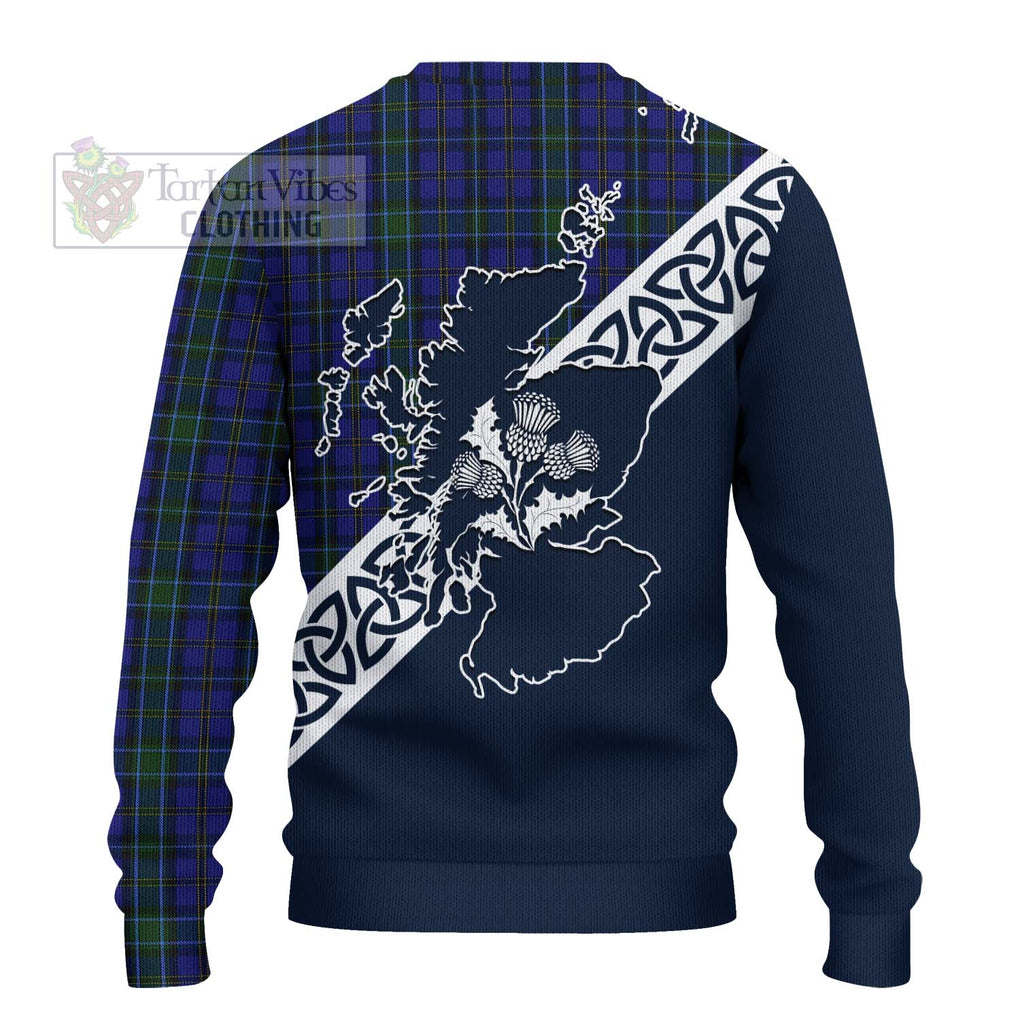 Tartan Vibes Clothing Weir Tartan Knitted Sweater Featuring Thistle and Scotland Map