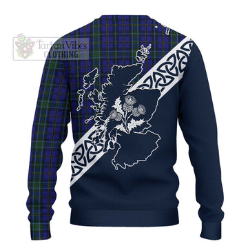 Weir Tartan Ugly Sweater Featuring Thistle and Scotland Map