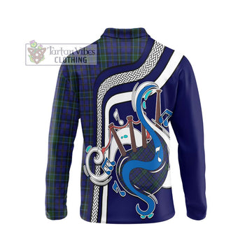 Weir Tartan Long Sleeve Polo Shirt with Epic Bagpipe Style