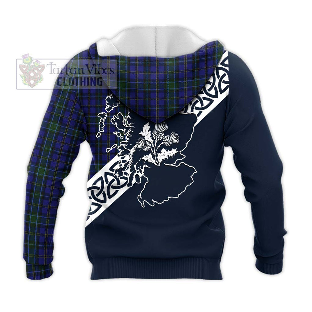 Tartan Vibes Clothing Weir Tartan Knitted Hoodie Featuring Thistle and Scotland Map