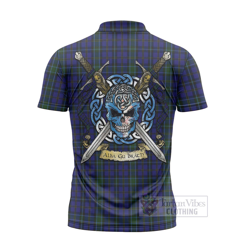 Tartan Vibes Clothing Weir Tartan Zipper Polo Shirt with Family Crest Celtic Skull Style