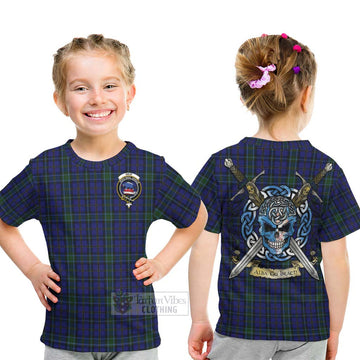 Weir Tartan Kid T-Shirt with Family Crest Celtic Skull Style - Tartan Vibes Clothing