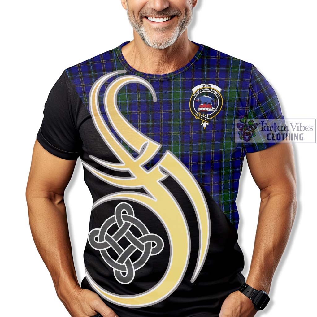 Tartan Vibes Clothing Weir Tartan T-Shirt with Family Crest and Celtic Symbol Style