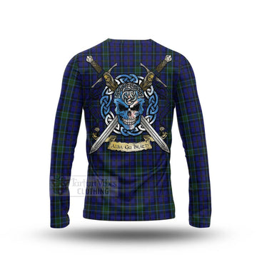 Weir Tartan Long Sleeve T-Shirt with Family Crest Celtic Skull Style