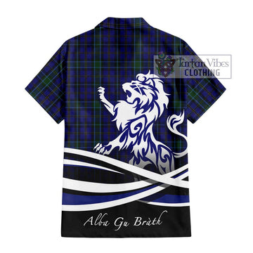 Weir Tartan Short Sleeve Button Shirt with Alba Gu Brath Regal Lion Emblem