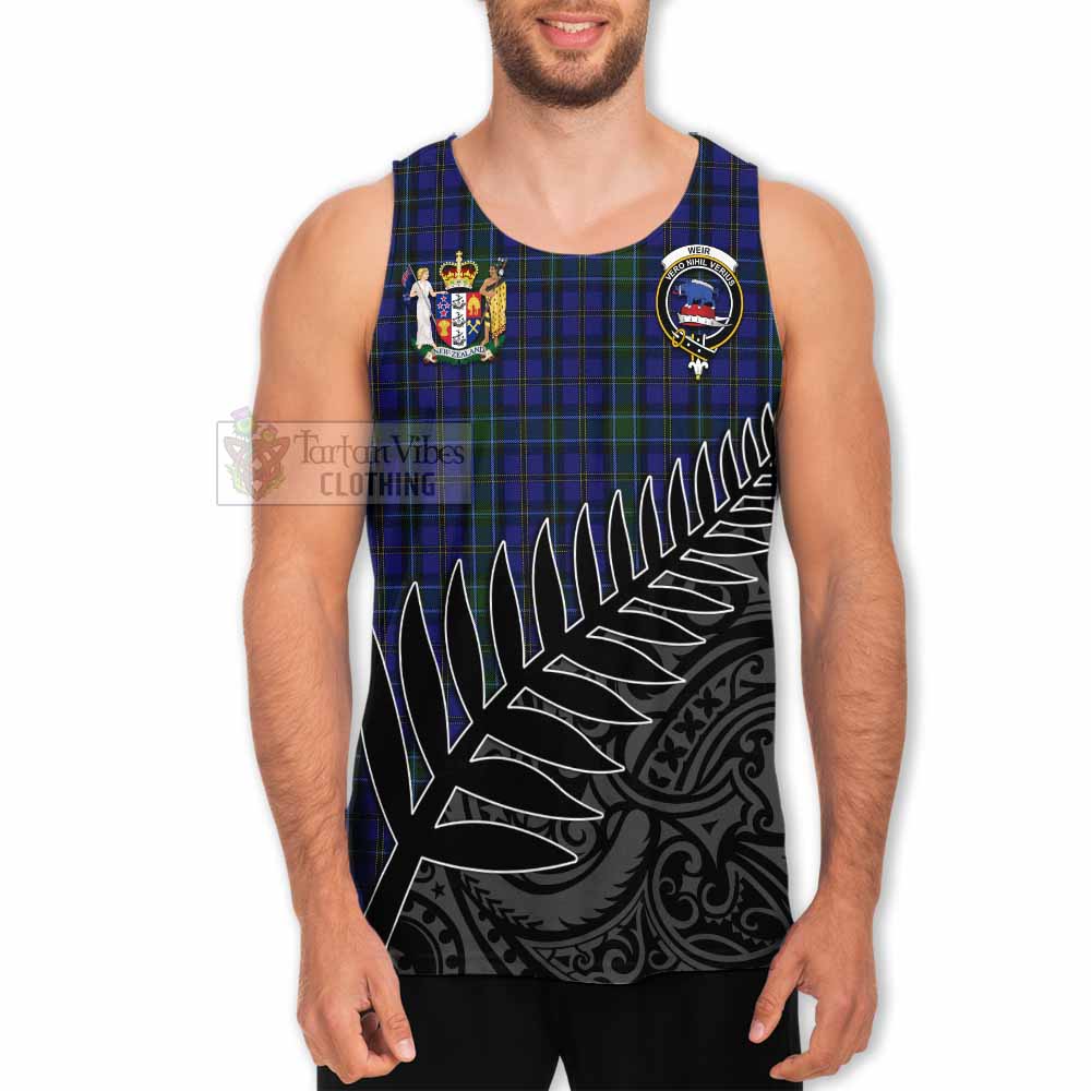 Tartan Vibes Clothing Weir Crest Tartan Men's Tank Top with New Zealand Silver Fern Half Style