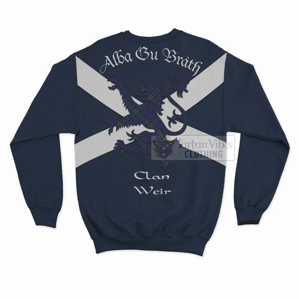 Tartan Vibes Clothing Weir Tartan Lion Rampant Sweatshirt – Proudly Display Your Heritage with Alba Gu Brath and Clan Name