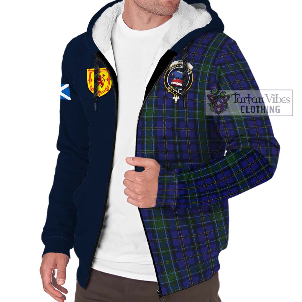 Tartan Vibes Clothing Weir Tartan Sherpa Hoodie with Scottish Lion Royal Arm Half Style