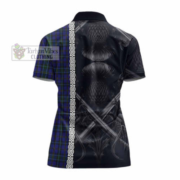 Weir Tartan Women's Polo Shirt with Family Crest Cross Sword Thistle Celtic Vibes