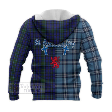 Weir Tartan Knitted Hoodie Happy St. Andrew's Day Half Tartan Style