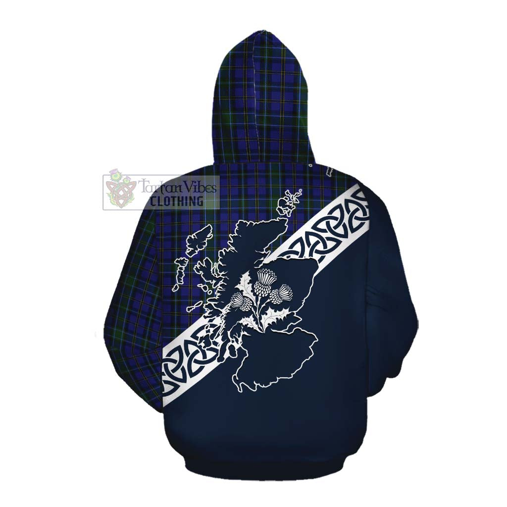 Tartan Vibes Clothing Weir Tartan Cotton Hoodie Featuring Thistle and Scotland Map