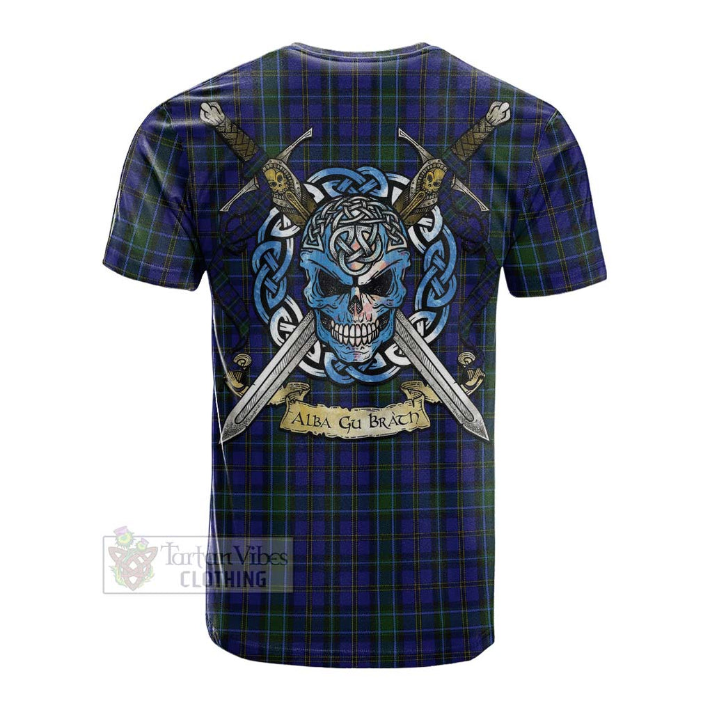 Tartan Vibes Clothing Weir Tartan Cotton T-shirt with Family Crest Celtic Skull Style