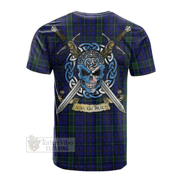 Weir Tartan Cotton T-shirt with Family Crest Celtic Skull Style