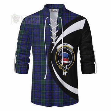 Weir Tartan Ghillie Kilt Shirt with Family Crest Circle Style