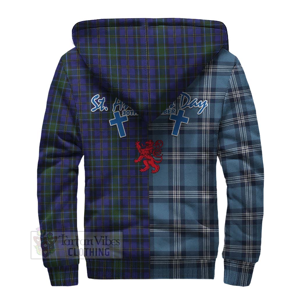 Tartan Vibes Clothing Weir Tartan Sherpa Hoodie Happy St. Andrew's Day Half Tartan Style