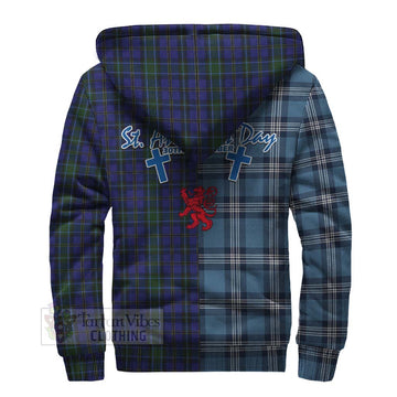 Weir Tartan Sherpa Hoodie Happy St. Andrew's Day Half Tartan Style