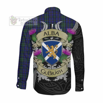 Weir Tartan Family Crest Long Sleeve Button Shirt Lion Rampant Royal Thistle Shield Celtic Inspired