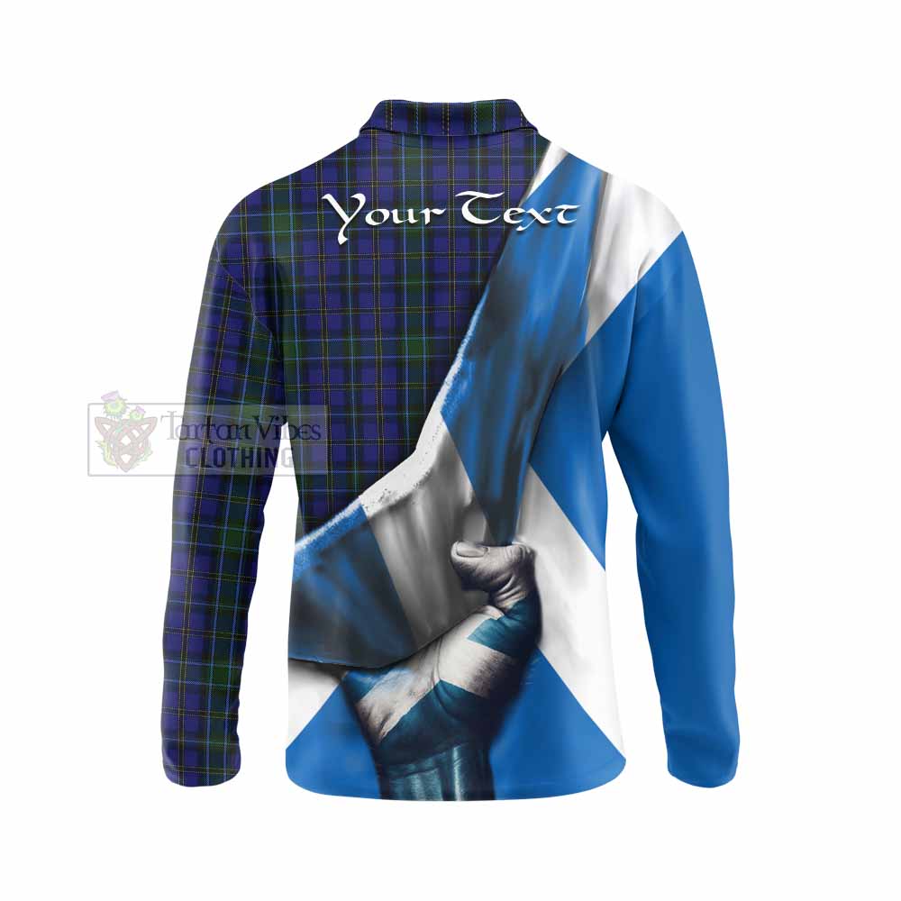 Tartan Vibes Clothing Weir Tartan Long Sleeve Polo Shirt with Family Crest Scotland Patriotic Style