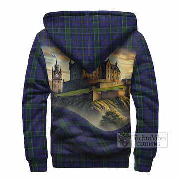 Weir Tartan Family Crest Sherpa Hoodie with Scottish Ancient Castle Style