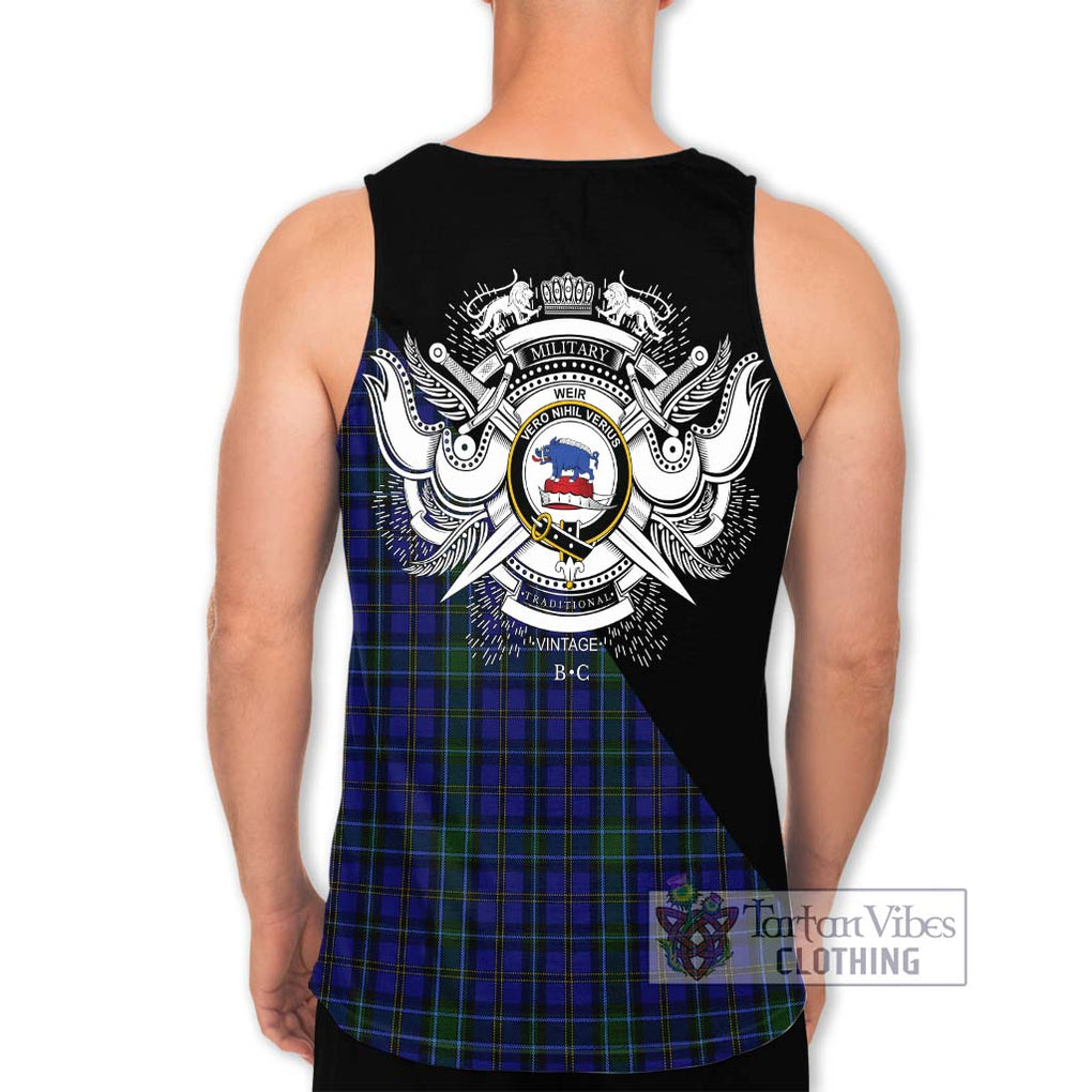 Weir Tartan Men's Tank Top with Family Crest and Military Logo Style - Tartanvibesclothing Shop