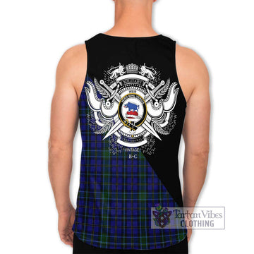 Weir Tartan Men's Tank Top with Family Crest and Military Logo Style