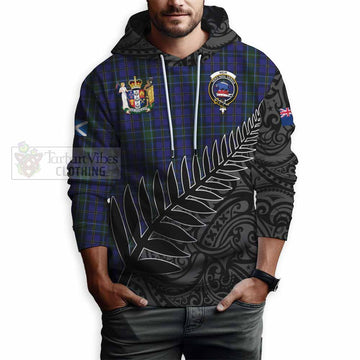 Weir Crest Tartan Hoodie with New Zealand Silver Fern Half Style