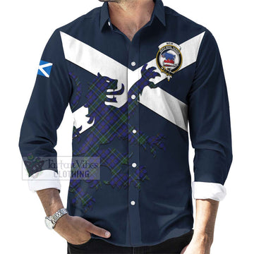 Weir Tartan Lion Rampant Long Sleeve Button Shirt Proudly Display Your Heritage with Alba Gu Brath and Clan Name