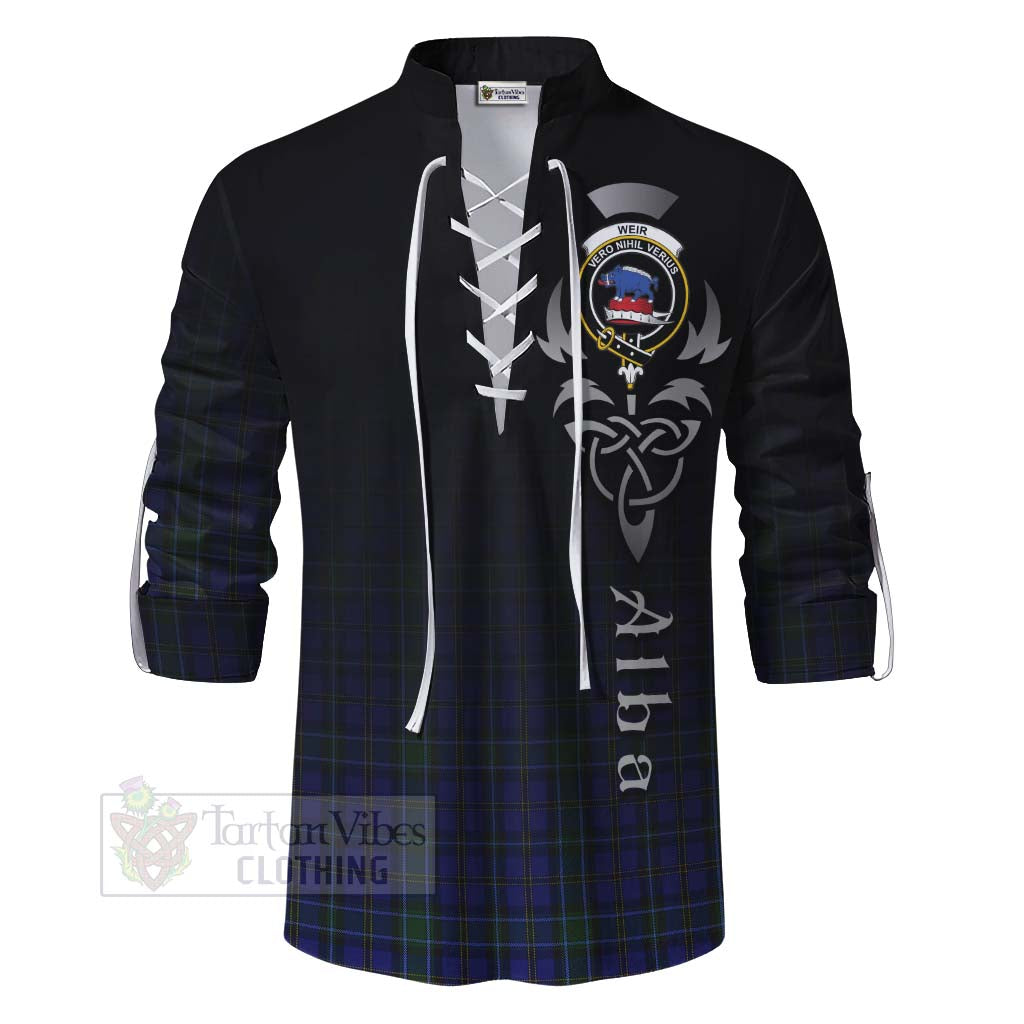 Tartan Vibes Clothing Weir Tartan Ghillie Kilt Shirt Featuring Alba Gu Brath Family Crest Celtic Inspired