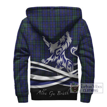 Weir Tartan Sherpa Hoodie with Alba Gu Brath Regal Lion Emblem