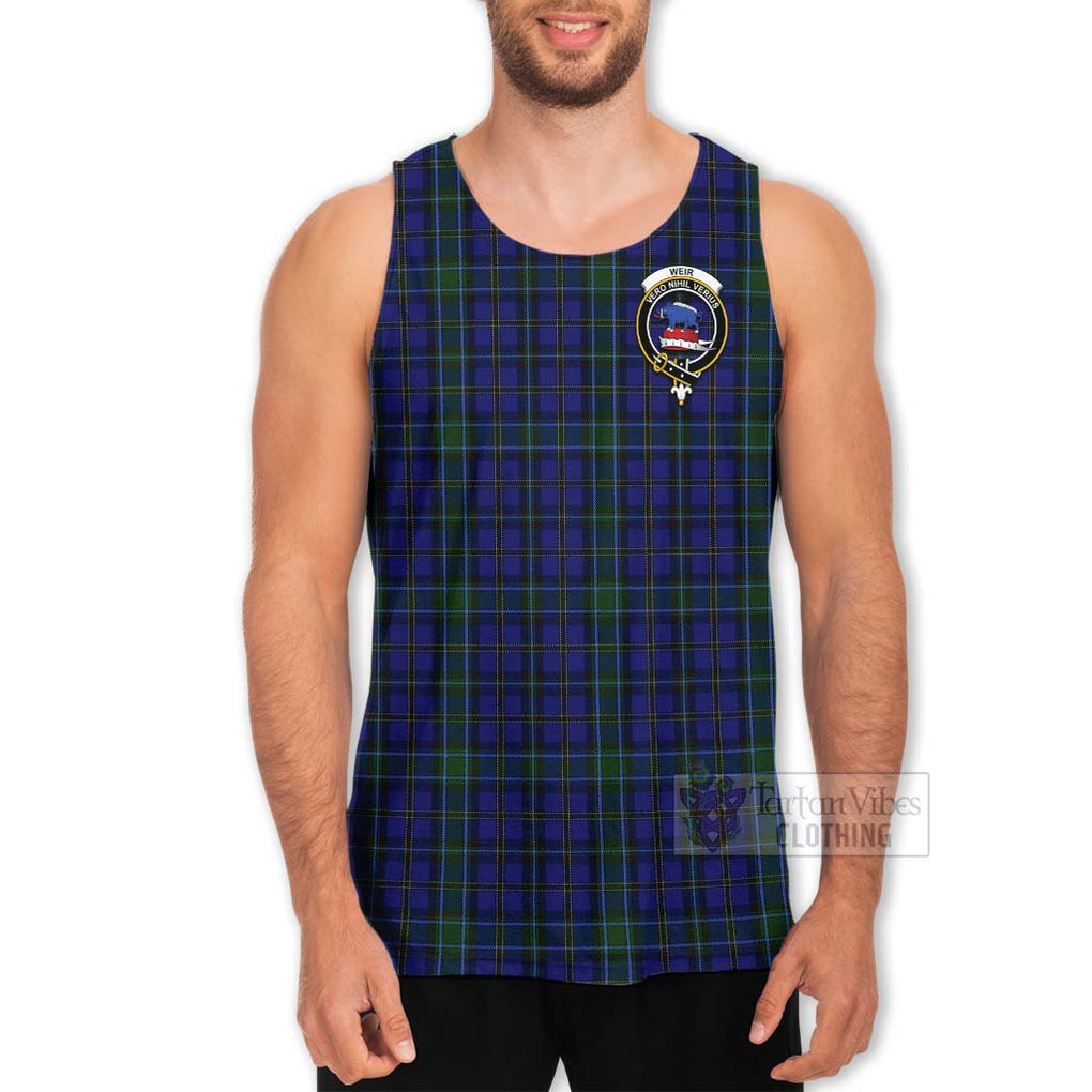 Tartan Vibes Clothing Weir Tartan Men's Tank Top with Family Crest and Bearded Skull Holding Bottles of Whiskey